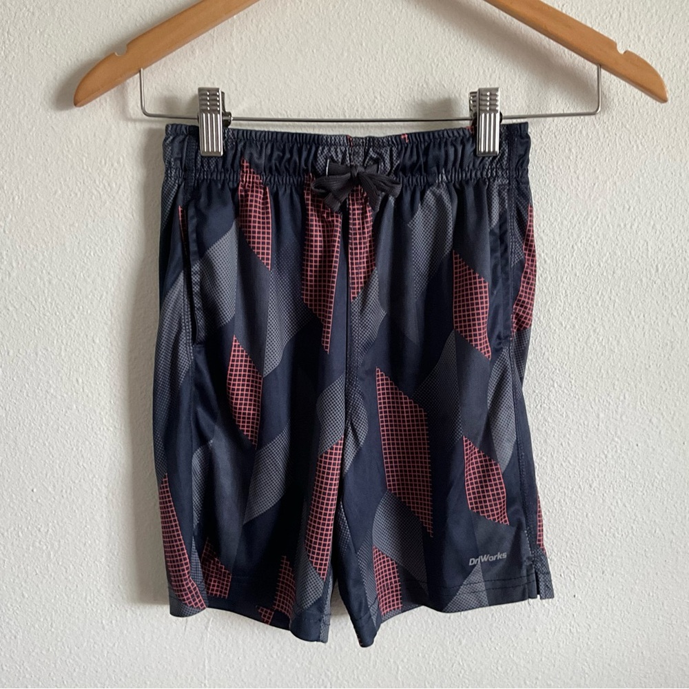 Kits Boys Athletic Works Kids Shorts - Gray Salmon Print